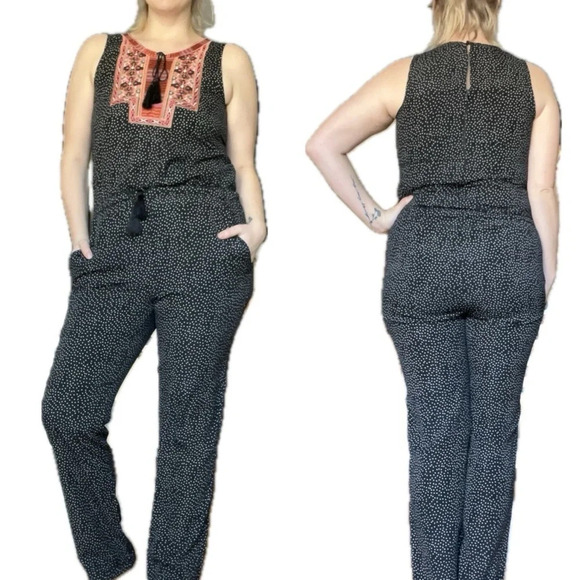 NANA BAILA PARIS Argentina Embroidered Polka Dot Lightweight Jumpsuit Romper - Picture 1 of 11